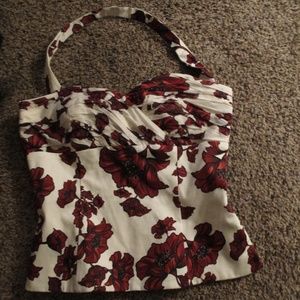 White House Black Market Red Floral Bustier 6